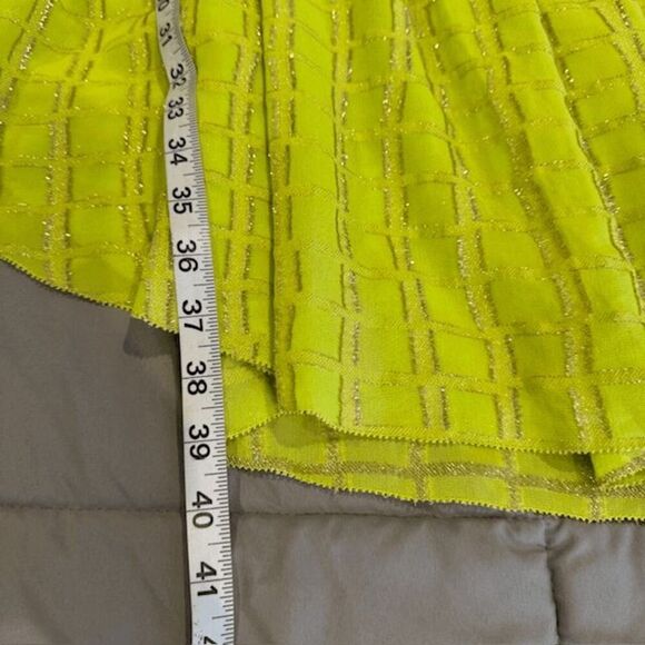 Tory Burch Colorblock Chiffon Skirt Lime with Silver Metallic Detail Size 4 - Picture 13 of 14